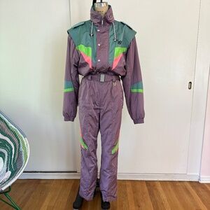 80's/90's Women's Color block Asics Ski Suit